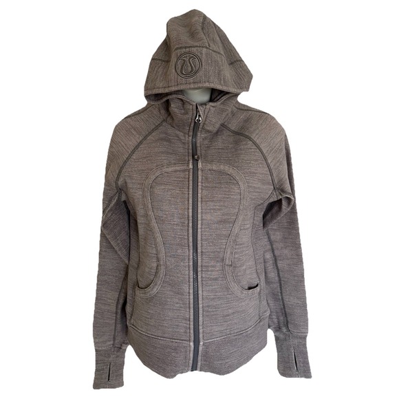 Lululemon Scuba Hoodie II Full Zip 6 Slate Gray Cotton Fleece Thumbholes W4A62S - Picture 8 of 16